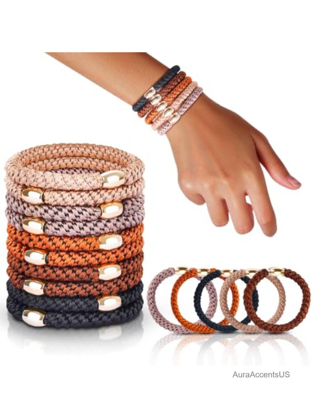 Braided Elastic Hair Ties for Thick Hair No Damage Ponytail Holders